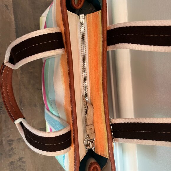 Coach Hampton Watercolor Pastel Stripe Small Tote - Picture 5 of 8